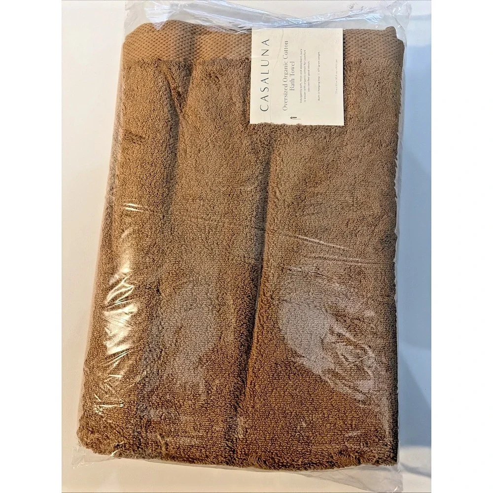 Casaluna Oversized Organic Cotton Bath Towel in WarmBrown - Factory Sealed